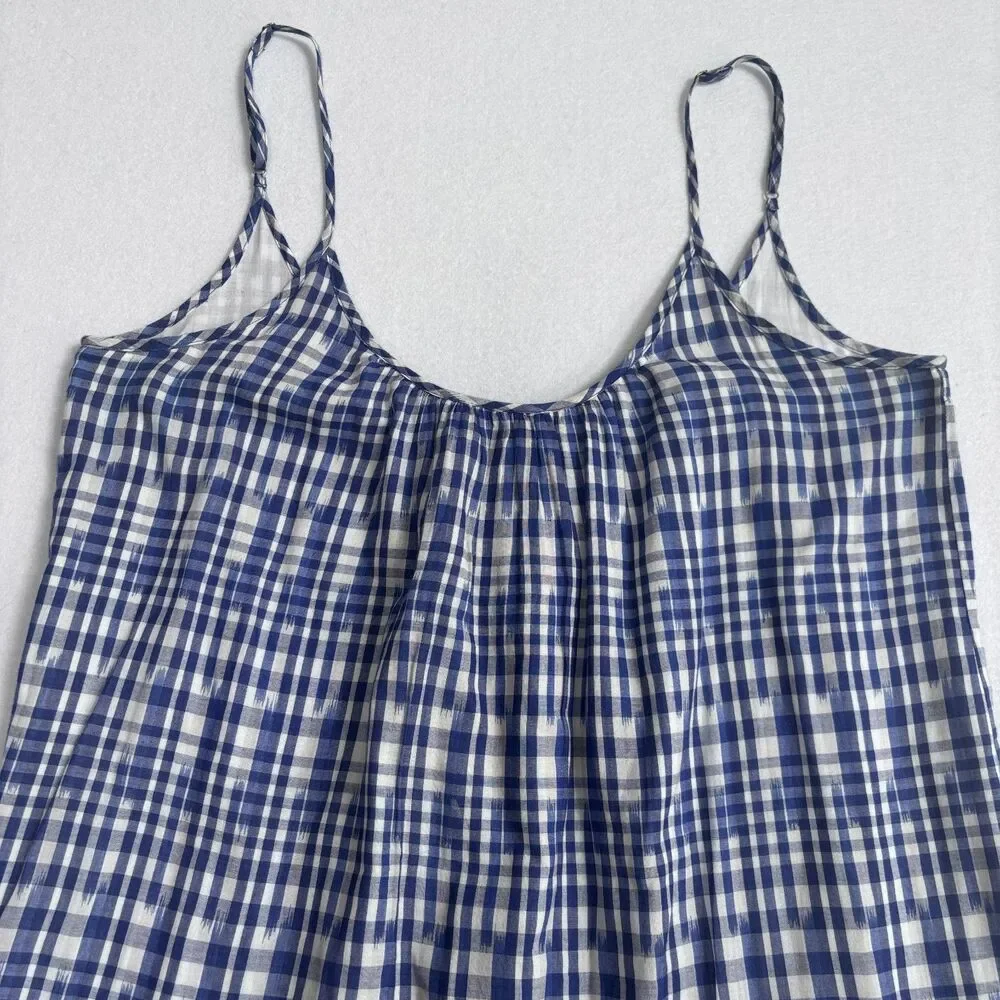 J. Crew Gingham Dress Women's M Blue White 100% Cotton Knee Length